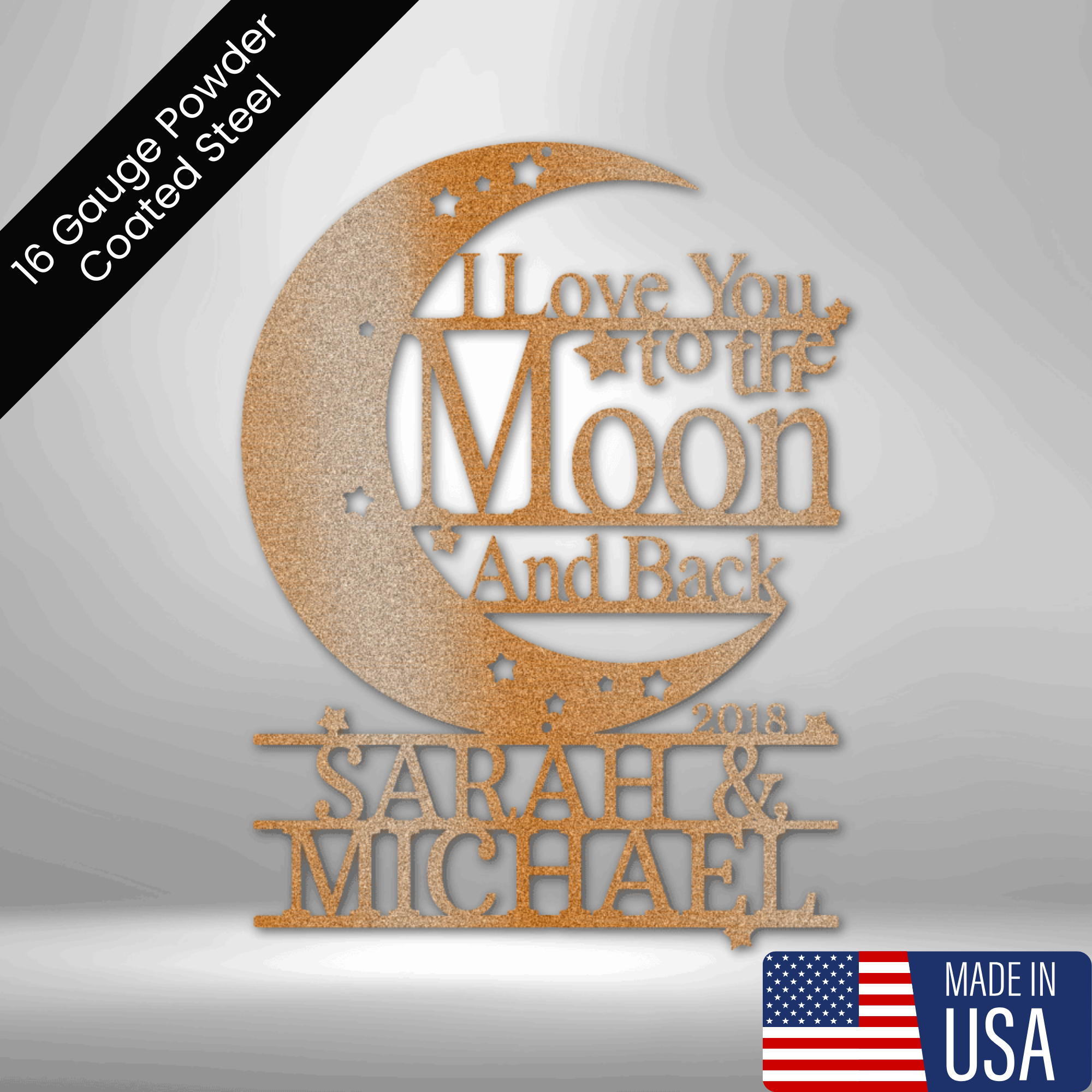 Moon and Back Monogram - Steel Sign