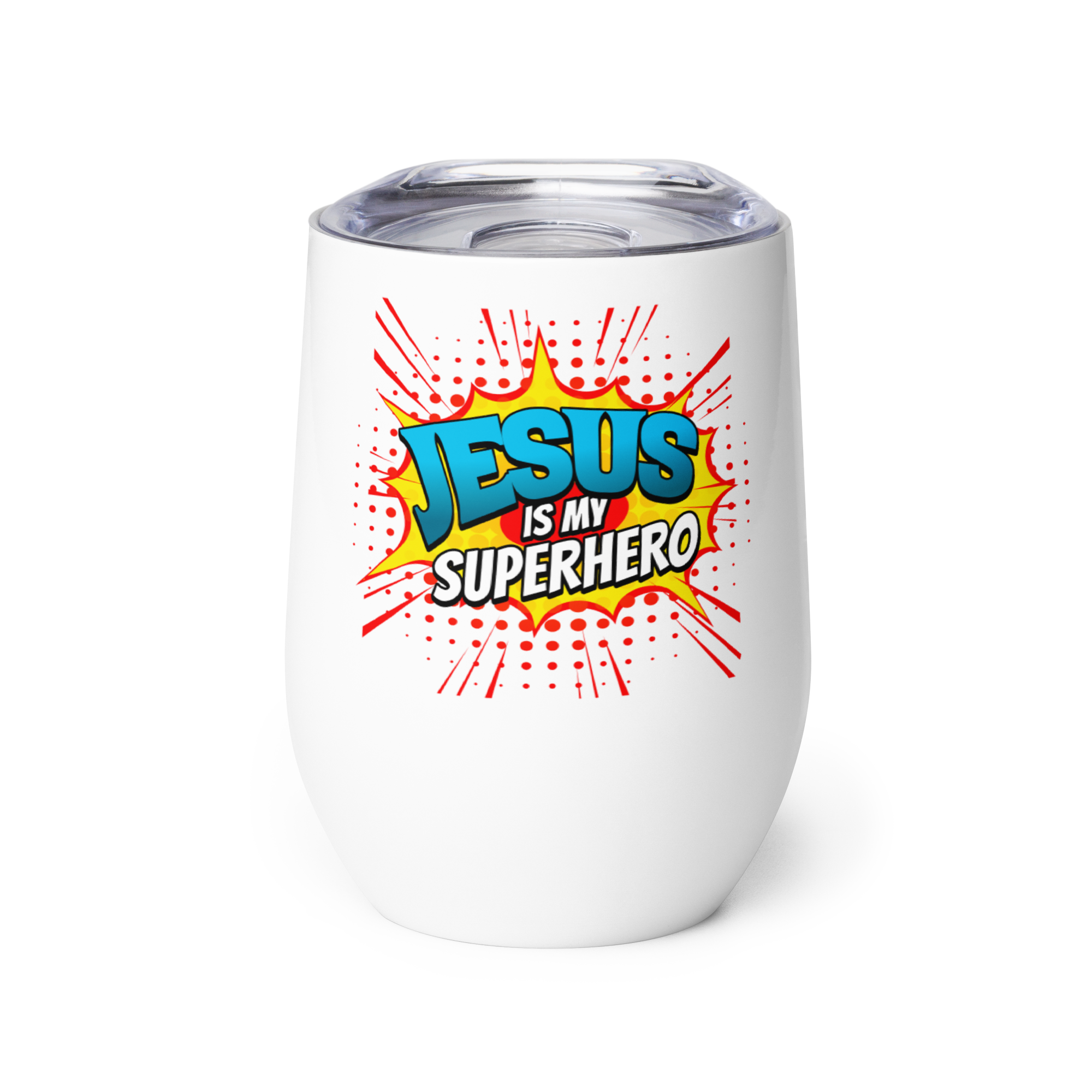 Jesus Is My Super Hero Wine Tumbler