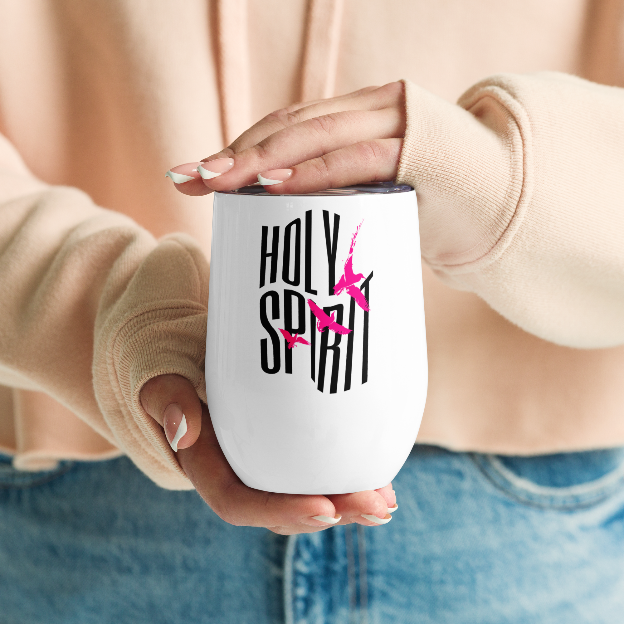 Holy Spirit Doves Wine Tumbler